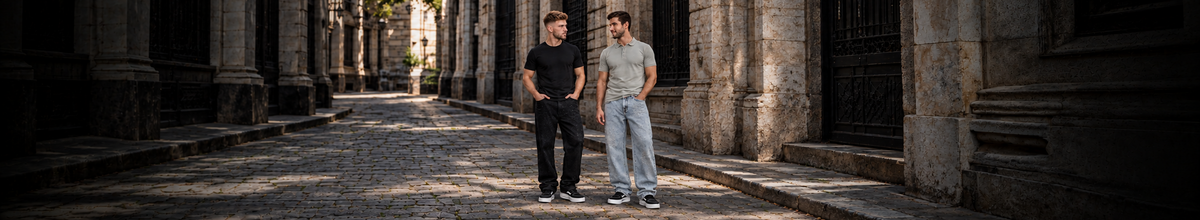CARBON baggy campaign featuring 2 adult men