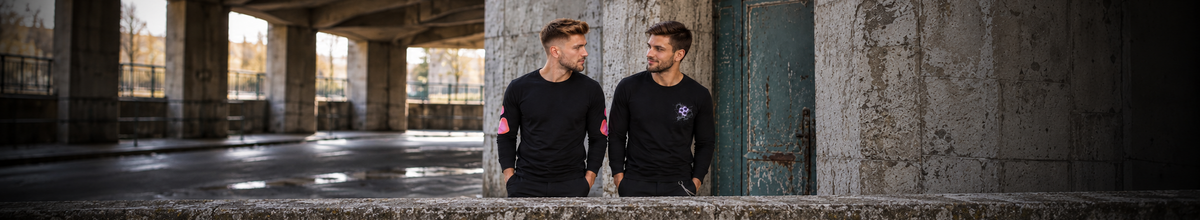 CARBON graphic t-shirts campaign featuring 2 adult men