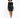 A model poses in a fitted, long-sleeve black dress with shimmering sequins, paired with black heels.