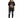 A model wearing a black oversized tee with a graphic design featuring a heart and flames, paired with ripped jeans an...