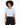 Light blue cropped top with short sleeves and front pockets, paired with black tailored pants.