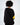 Back view of the ALPES Black Ribbed Crop Top featuring bold yellow sleeve accents on a model.
