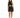 A model poses in a black, sparkly halter dress featuring a cutout detail and a flared hemline.