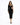 A model poses in a fitted black dress featuring a unique one-shoulder design and cut-out details.
