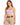 A model poses in a light purple cropped top with thin straps, paired with beige high-waisted trousers and a braided b...