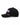 Black cap featuring bold white and purple text, with a striped design along the brim.