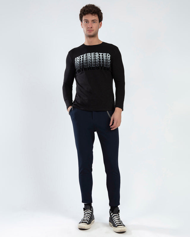 Interested Shirt in Black – full-length front view