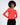 Model in a bright red, long-sleeve off-the-shoulder top with a ribbed texture and black drawstring pants.