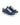Denim sneakers with white laces and a rubber sole, featuring a casual design and contrasting stitching.