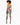 Colorful two-piece set featuring a cropped top and fitted leggings with artistic patterns and a stylish silhouette.