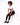 A model sits on a white cube, wearing a graphic white t-shirt, black skinny jeans, and black sneakers.