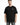A man wearing a black oversized t-shirt with a white graphic design, paired with distressed jeans.