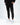 Black jogger pants with graphic text design, styled with white sneakers.