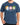 A man wearing a blue t-shirt featuring colorful graphic designs and the phrase about kindness.