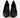 Pair of sleek black carbon pointed-toe stiletto pumps, high-angle front view on white background.