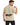 A man wearing a beige t-shirt with a bold black graphic text design on the back, styled casually.