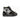 Carbon black mid-top streetwear sneakers featuring glossy panels and graphic street art motifs with star details.