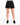 Black denim shorts with a high waist, paired with black sneakers, showcasing a casual summer look.