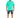 A man stands wearing a bright green oversized t-shirt with a graphic design, paired with distressed black shorts and...