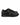 Black casual sneakers featuring a sleek design, gold accents, and a textured sole for comfort.