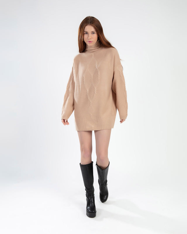 Destiny Sweater in Beige – full-length front view