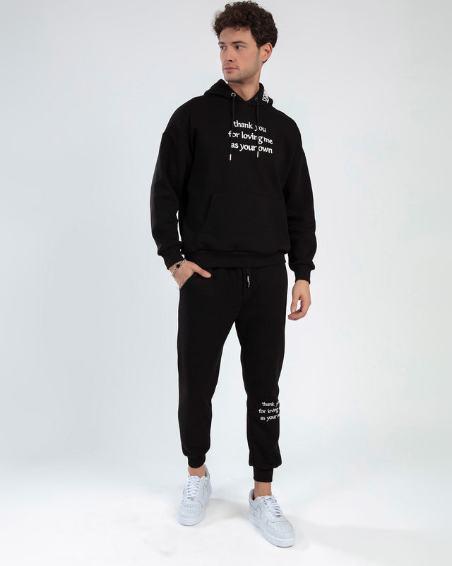 Thank You Pants Set in Black – full-length front view