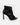 Black rhinestone stiletto heels with a diamond cutout mesh pattern, peep toe, and rear zipper closure for evening wear.