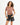 Model wearing the Lucy brown side-string crop top with cinched detail and black denim shorts in a streetwear style.