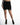 Maddison high-waisted black mini skirt with floral eyelash lace trim and side button wrap detail.
