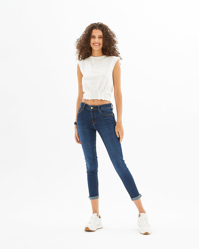 Verona Tee in Unbleached – full-length front view