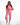 A model poses in a pink cropped hoodie and matching jogger pants, showcasing a casual and trendy look.
