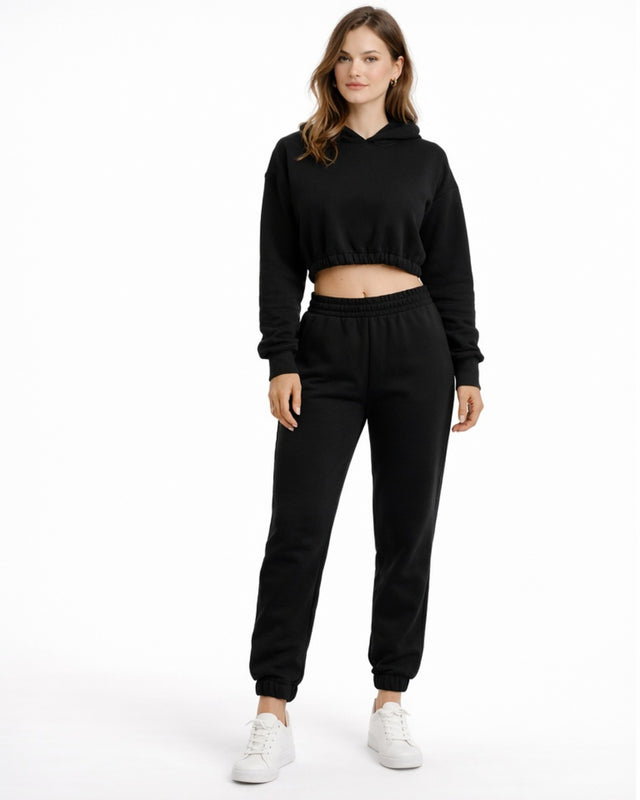 Elodie Jogger Set in Black – full-length front view
