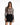 Model wears the Elora long-sleeve bodysuit in nude with a black baroque print and body-contouring fit.