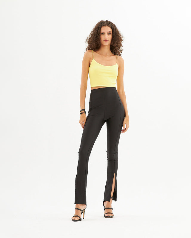 Yoga Crop Tank Top in Lemon – full-length front view