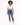 A model poses in a cropped white top and fitted blue jeans, paired with white sneakers against a plain background.