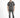 A man stands wearing a short-sleeve black and white checkered shirt paired with distressed gray jeans and black sneak...