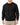 A man is wearing a textured black sweatshirt with a crew neckline and ribbed cuffs, paired with light-colored pants.