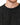 Close-up of a textured black sweatshirt featuring a ribbed neckline and soft, fuzzy fabric.
