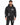 No Risk Pants Set in Black – worn on model, front view with white slogan prints