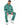 No Risk Pants Set in Green – seated model in hoodie and sweatpants with white slogan prints