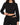 Eyes Top Set in Black – close-up of the cropped top with raised bustier seams and cutout waistband pants