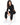 Eyes Top Set in Black – seated view of cropped crewneck top with bust seaming and joggers