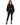 Ellis Bomber Jacket in Black – full-length front view, worn open with gold-tone zip and ribbed cuffs