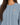 Saylor Sweater in Light Blue – close-up of the crew neck, cable knit and open-stitch details