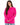 Brooke Sweater in Pink – front view on a model, crew neck, elbow cutout sleeves, ribbed hem