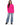 Brooke Sweater in Pink – full-length front view with cutout sleeves, worn with light blue wide-leg jeans