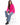 Brooke Sweater in Hot Pink – seated model view showing the crew neck and elbow cutout sleeves