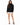 Celine Sweater in Black – full-length front view of the turtleneck with fringed hem, worn with a white mini skirt
