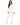 Collar Top Set in White – full-length front view with keyhole cutout sweatshirt and cuffed joggers