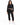 Eyes Pants Set in Black – full-length front view of cropped bustier-seam top and cutout-waist joggers